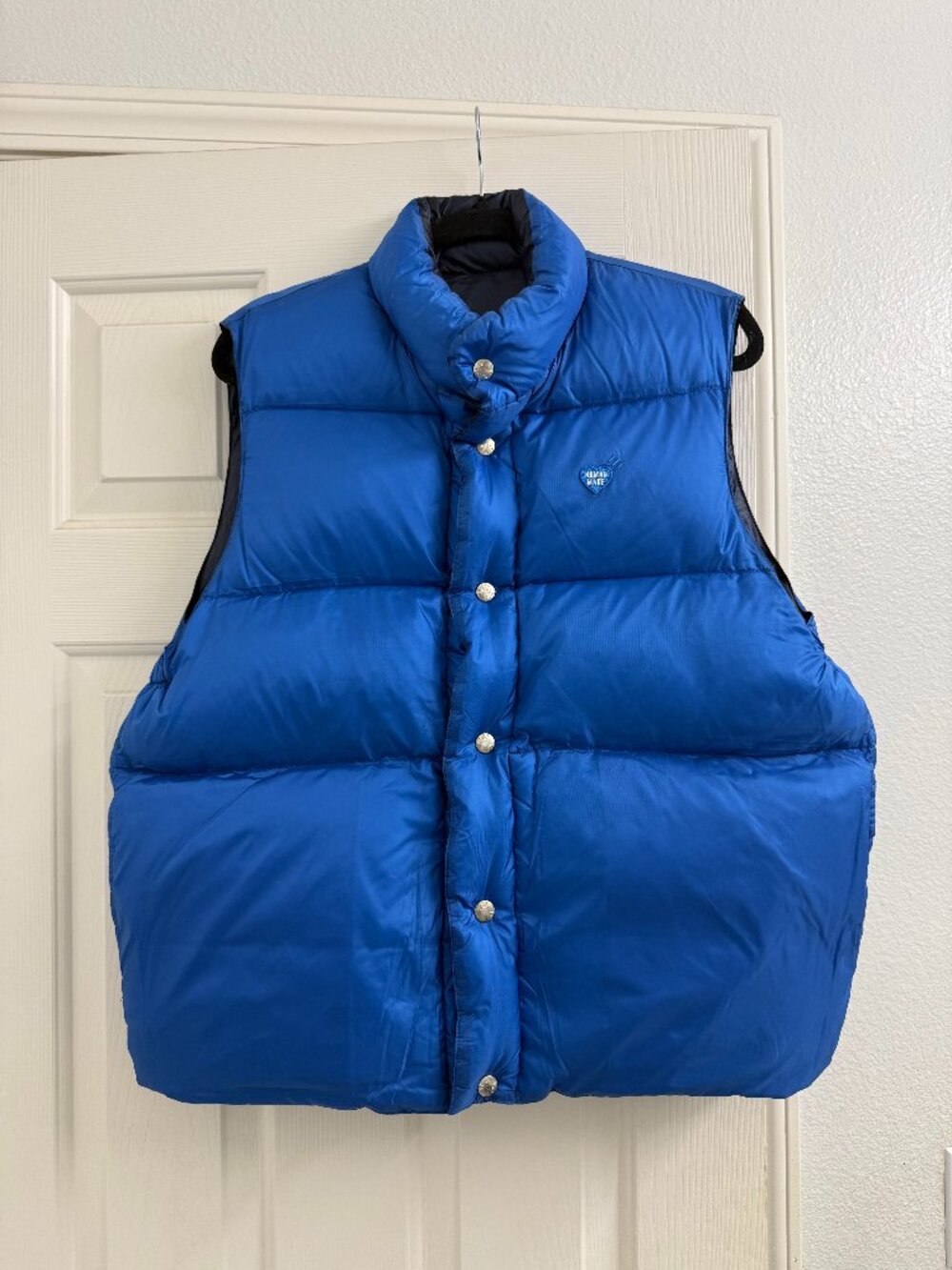 Human Made Reversible Puffer Vest Blue/Navy Duck Logo Size M